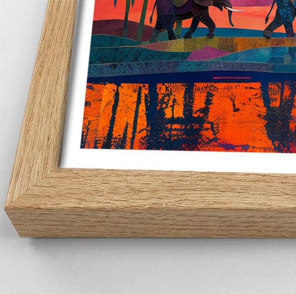 Elephant Herd Sunset Black culture wall art view 76