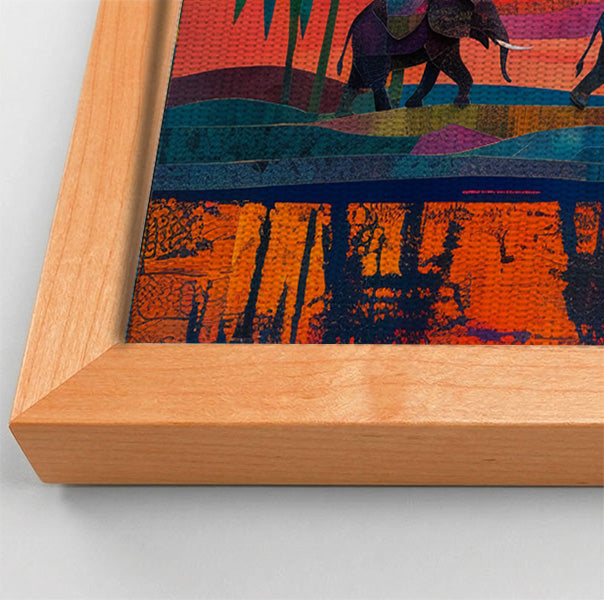 Elephant Herd Sunset Black culture wall art view 46
