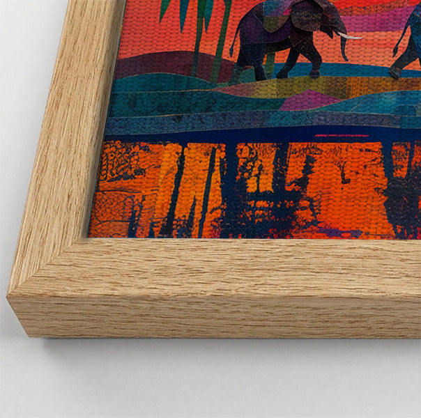 Elephant Herd Sunset Black culture wall art view 52