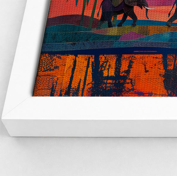 Elephant Herd Sunset Black culture wall art view 64
