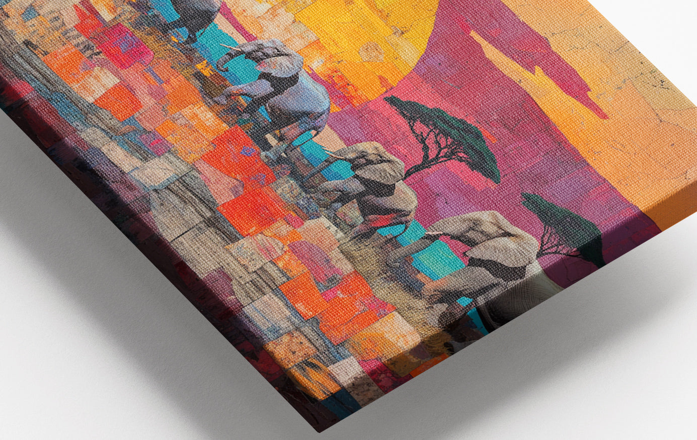 Close-up of Elephant Parade Sunset Black African American canvas print detail