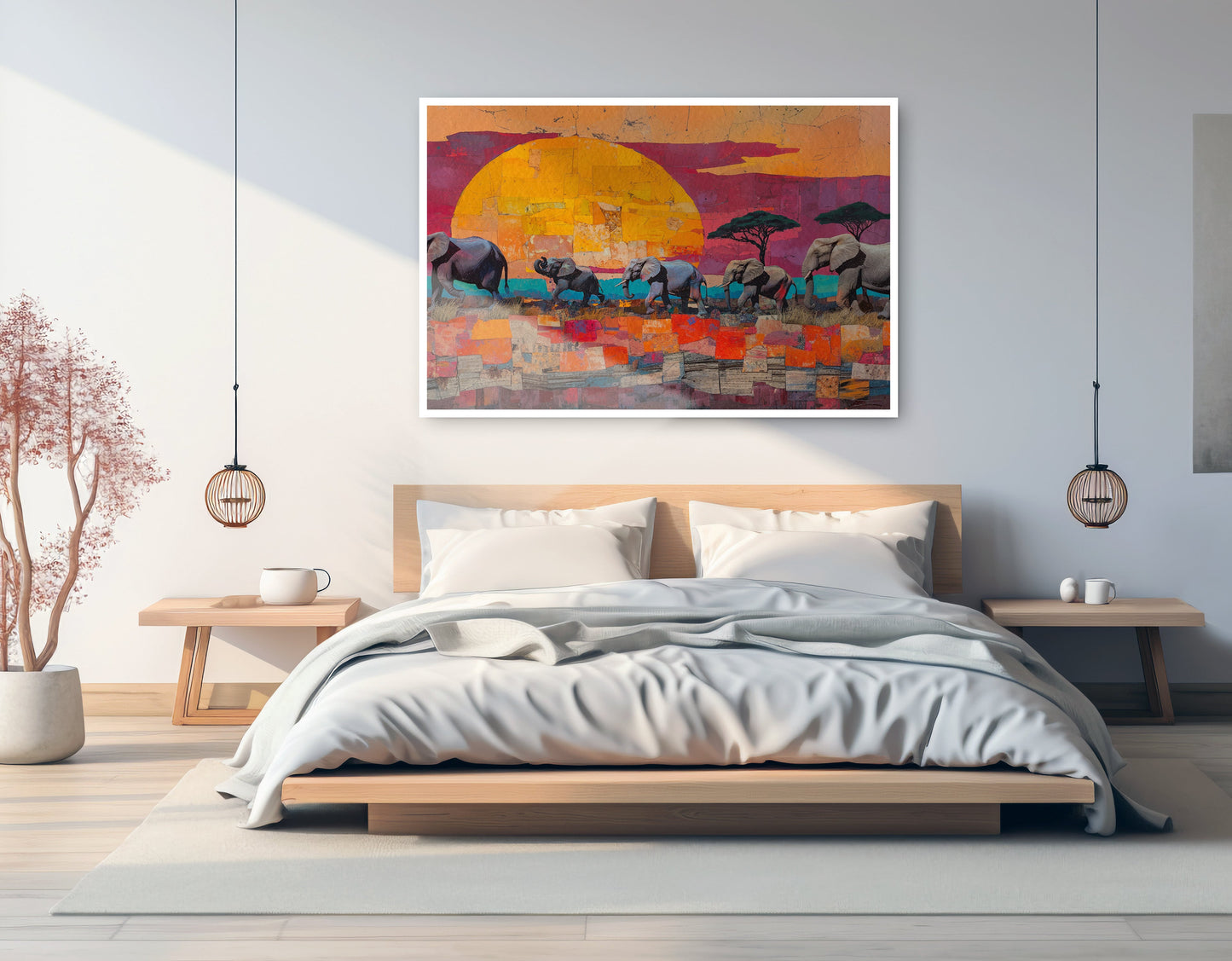 Elephant Parade Sunset Black African American canvas print artwork view