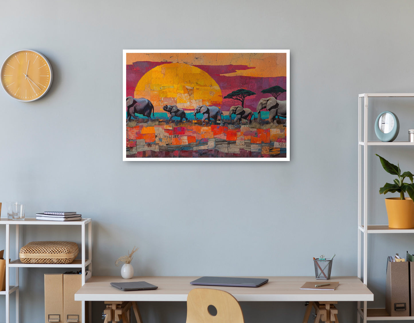 Elephant Parade Sunset Black African American canvas print print view
