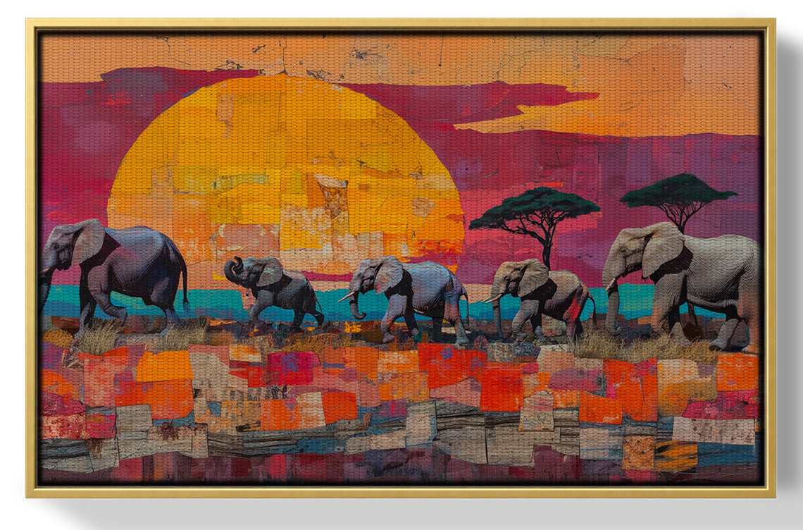Elephant Parade Sunset Black African American canvas print view 37