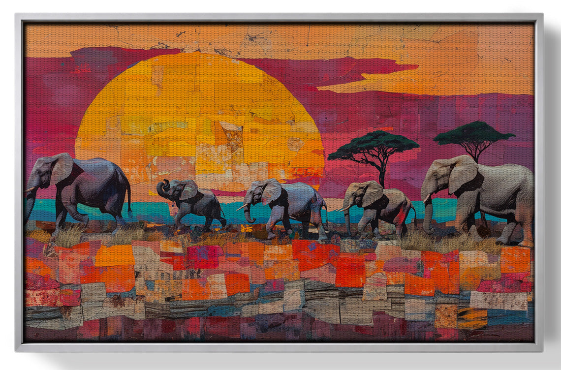 Elephant Parade Sunset Black African American canvas print view 55