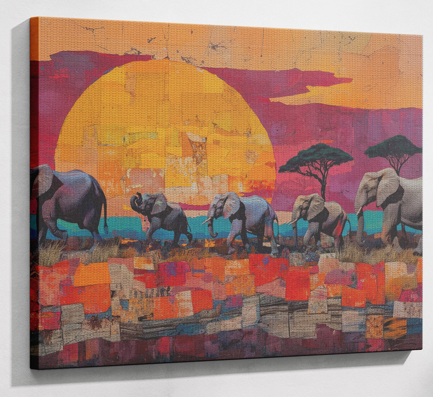 Elephant Parade Sunset Black African American canvas print view 13