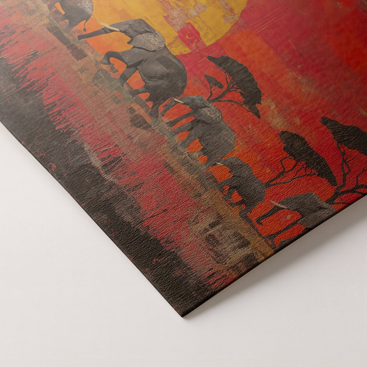 Elephant Family Sunset African American canvas print artwork by MoomZee Artwork