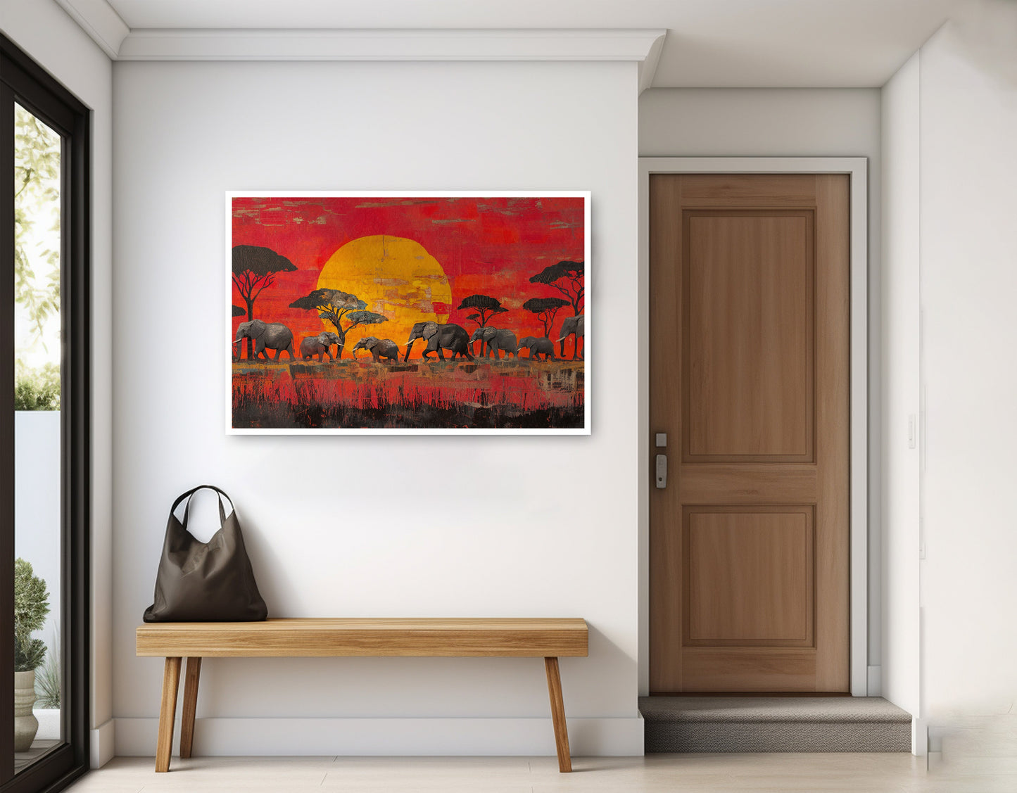 Elephant Family Sunset African American canvas print home decor view