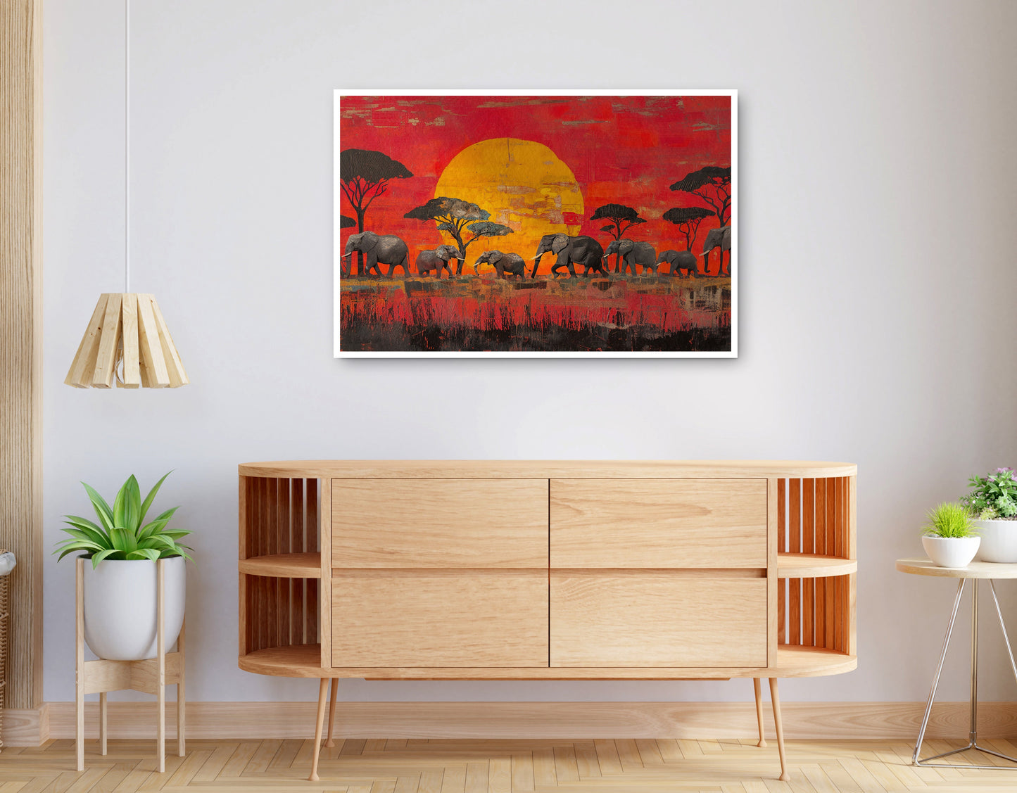 Alternate view of Elephant Family Sunset African American canvas print