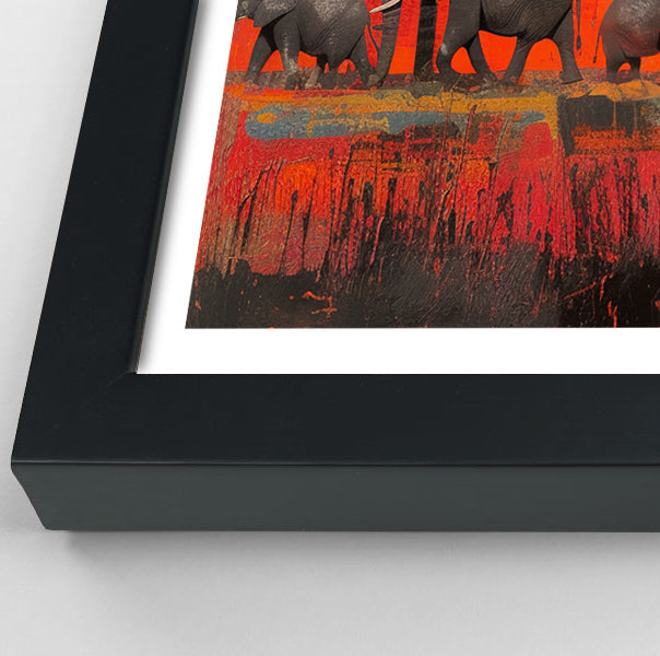 Elephant Family Sunset African American canvas print view 70