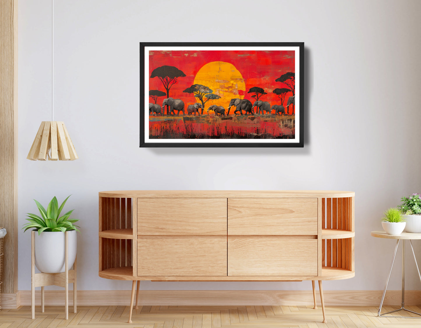 Elephant Family Sunset African American canvas print view 68
