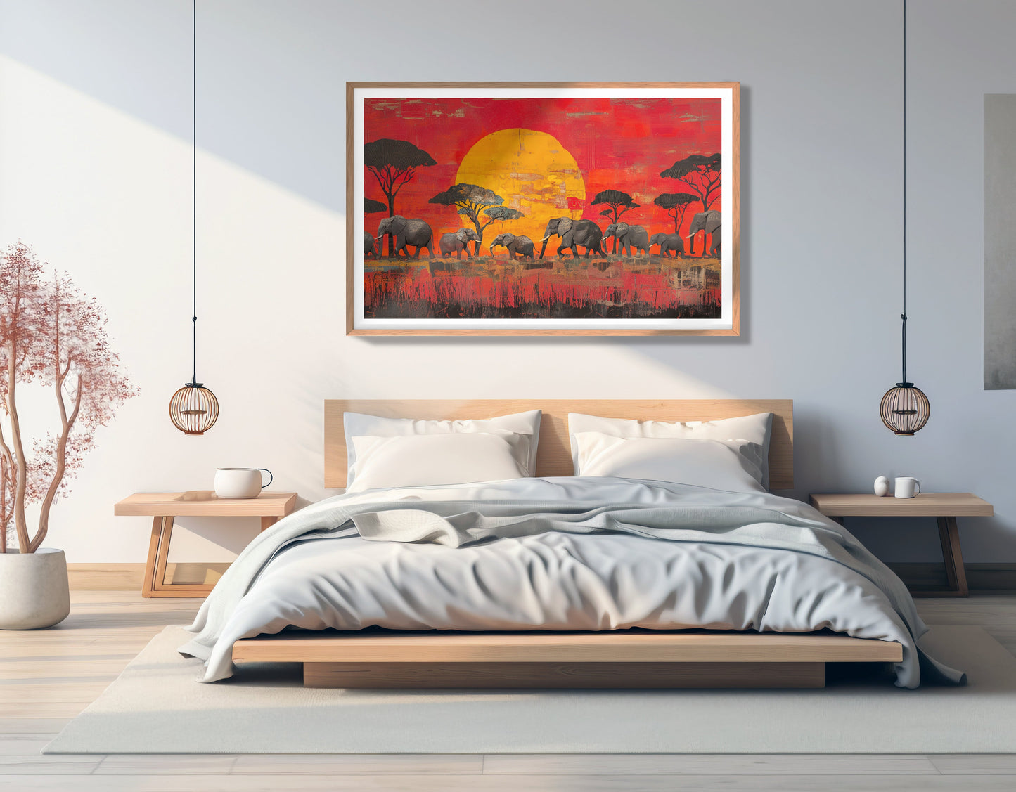 Elephant Family Sunset African American canvas print view 81
