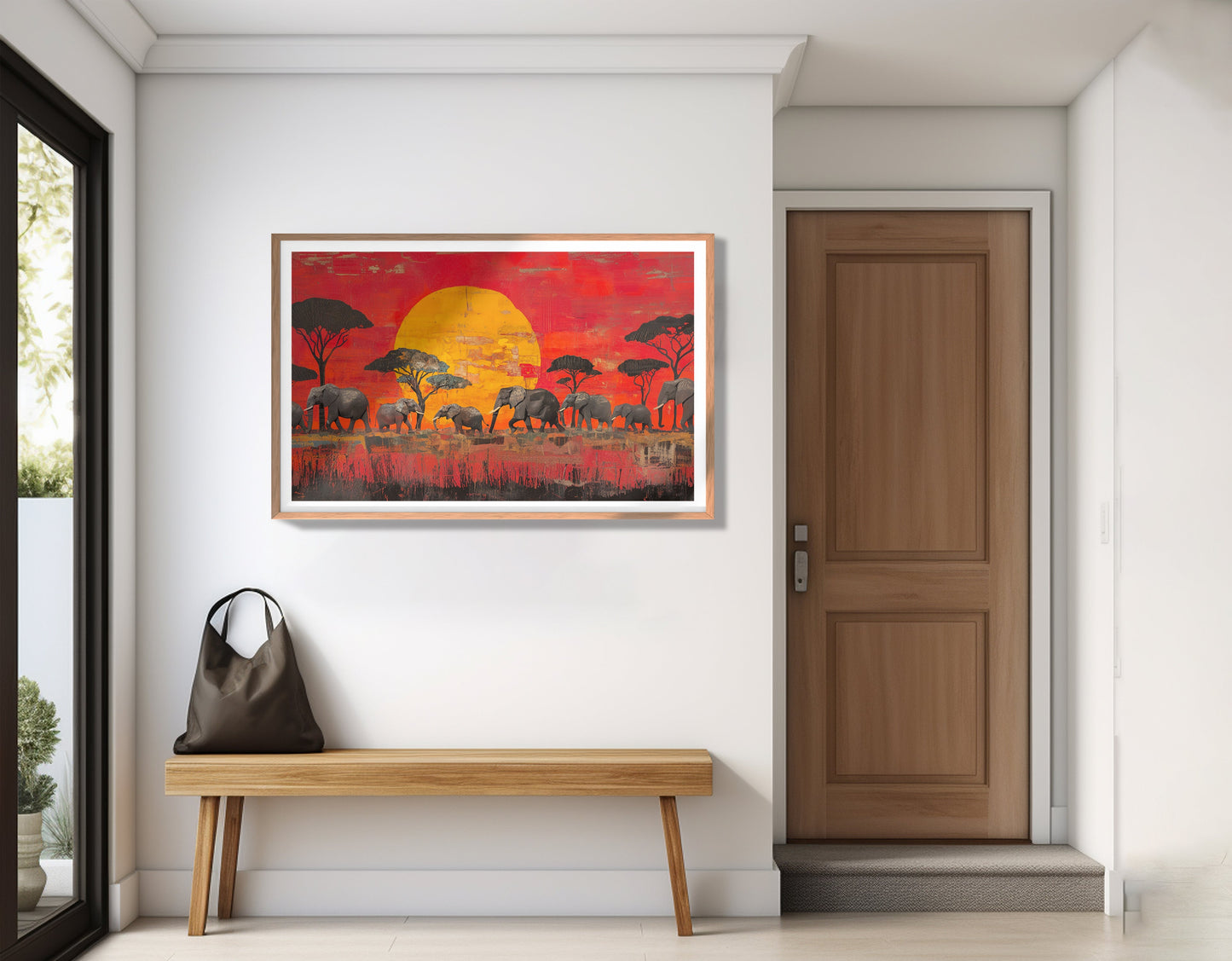 Elephant Family Sunset African American canvas print view 83