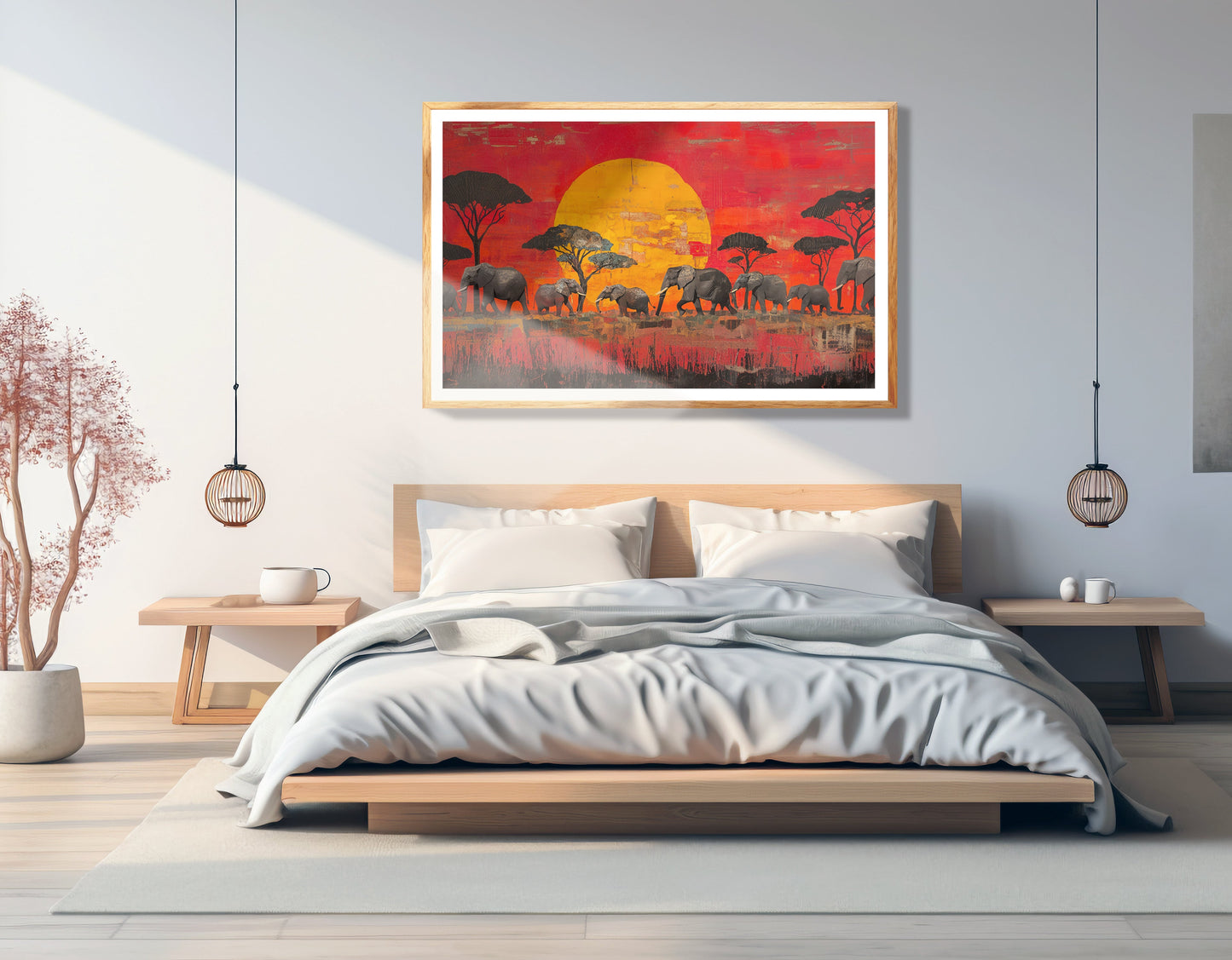 Elephant Family Sunset African American canvas print view 75