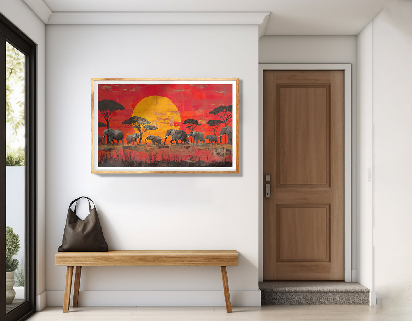 Elephant Family Sunset African American canvas print view 77