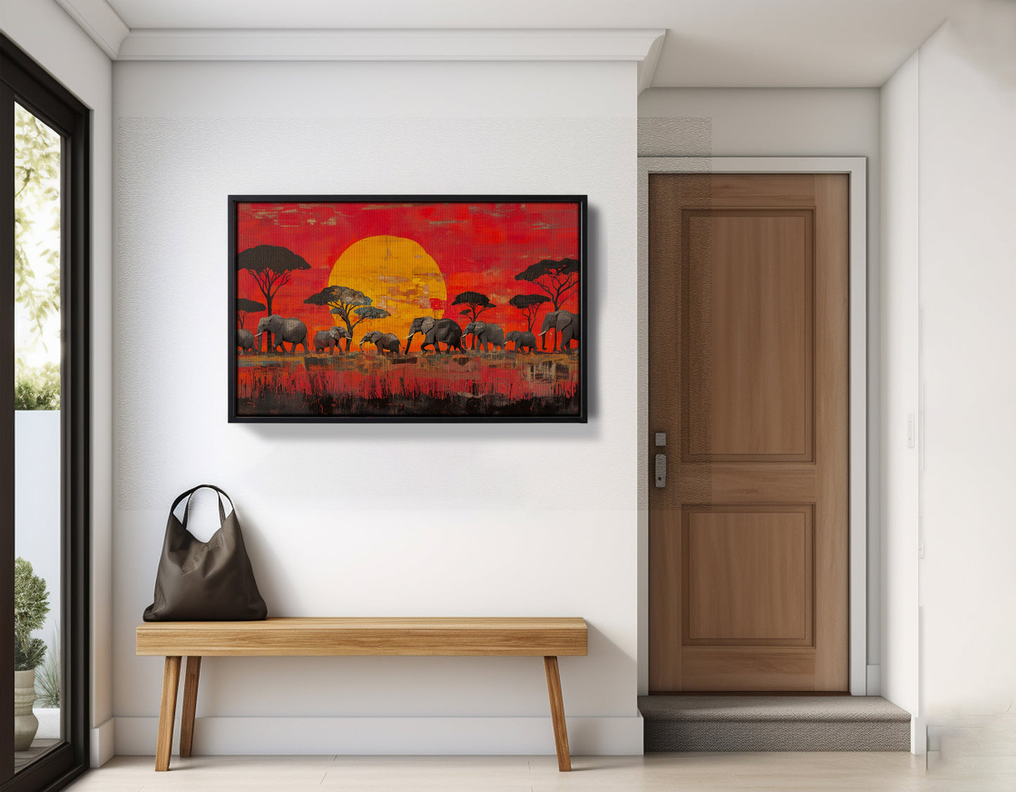 Elephant Family Sunset African American canvas print view 29
