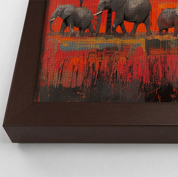 Elephant Family Sunset African American canvas print view 34
