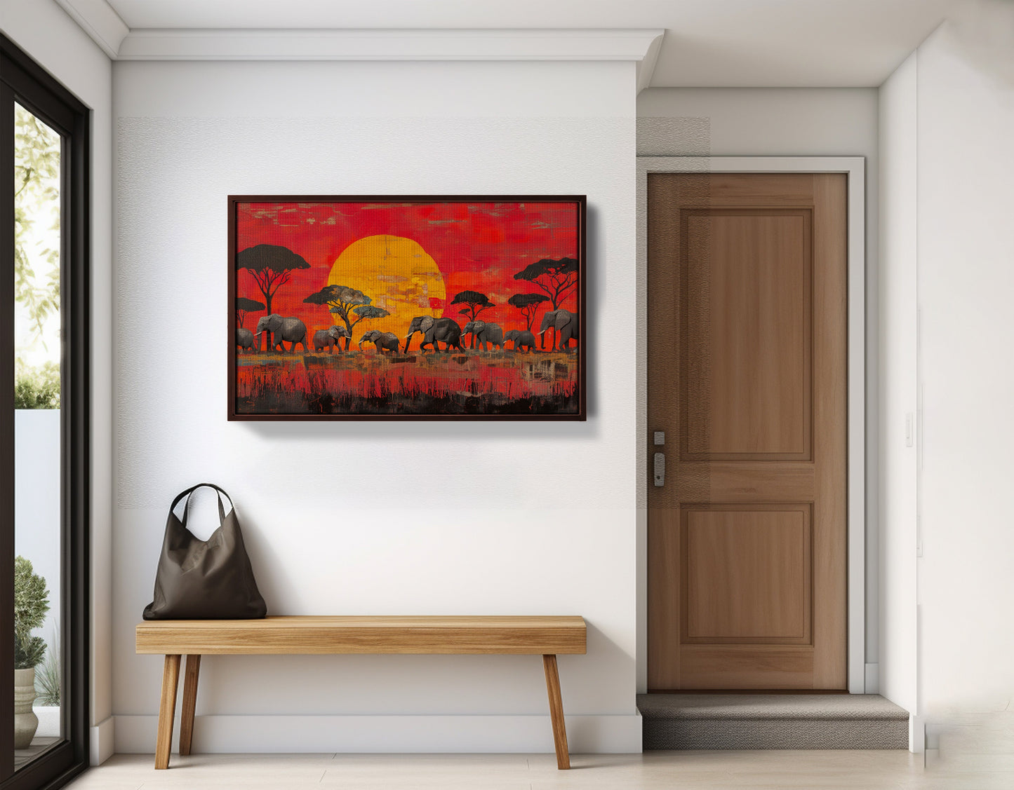 Elephant Family Sunset African American canvas print view 35
