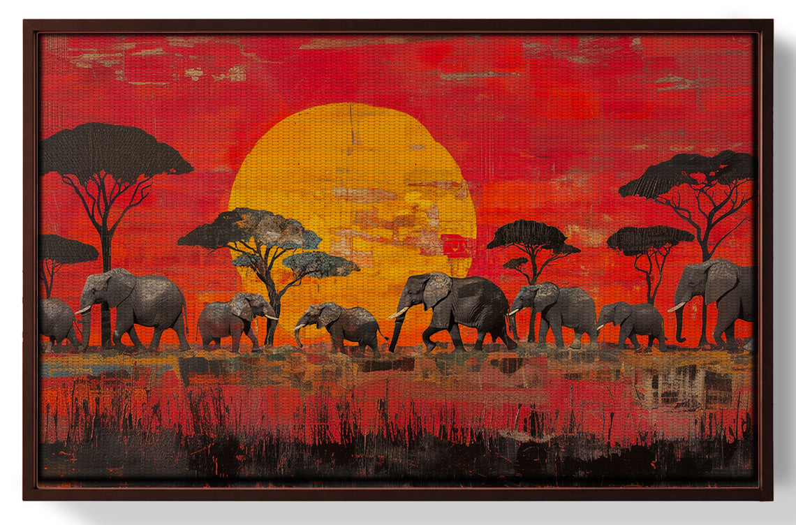 Elephant Family Sunset African American canvas print view 31