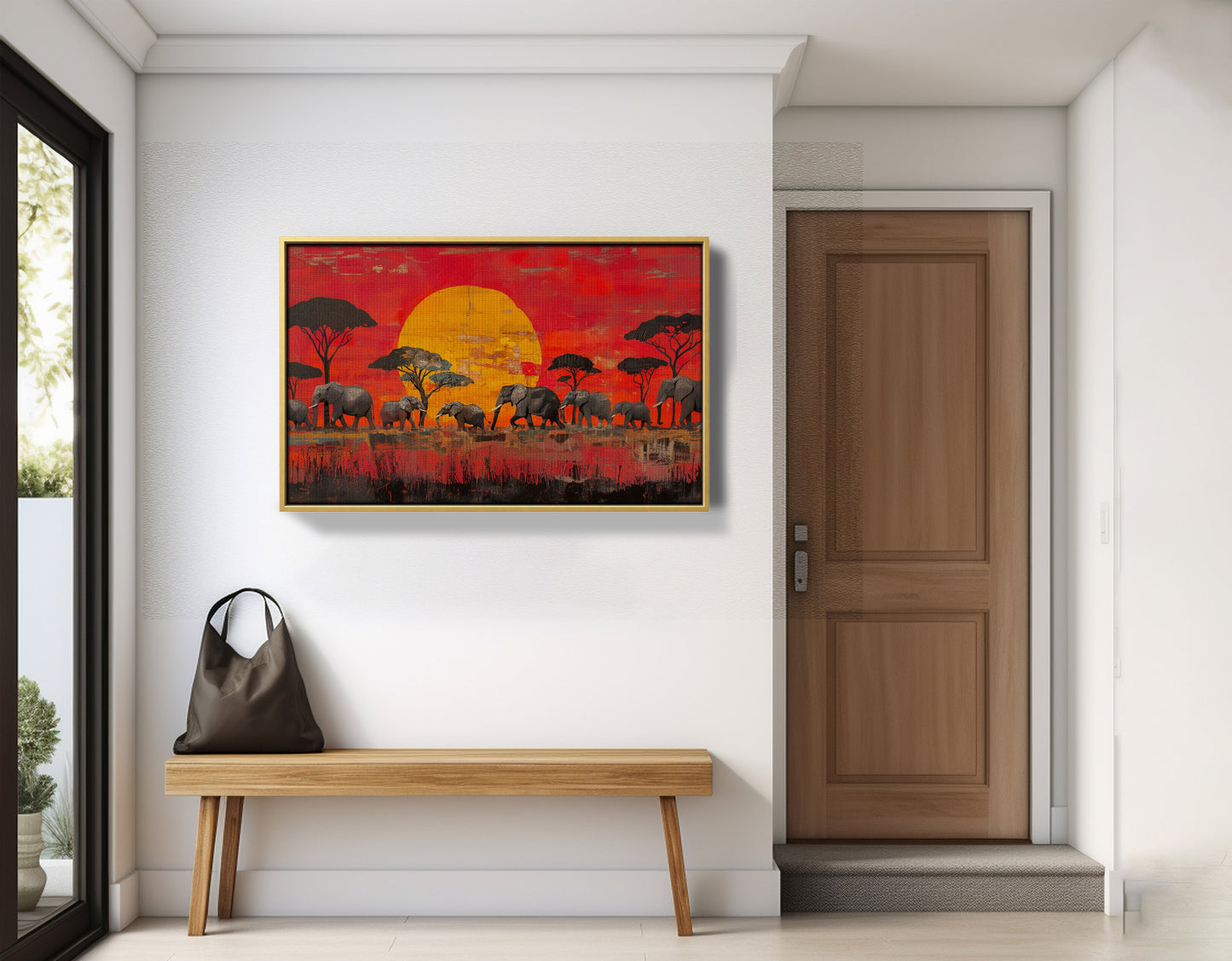 Elephant Family Sunset African American canvas print view 41
