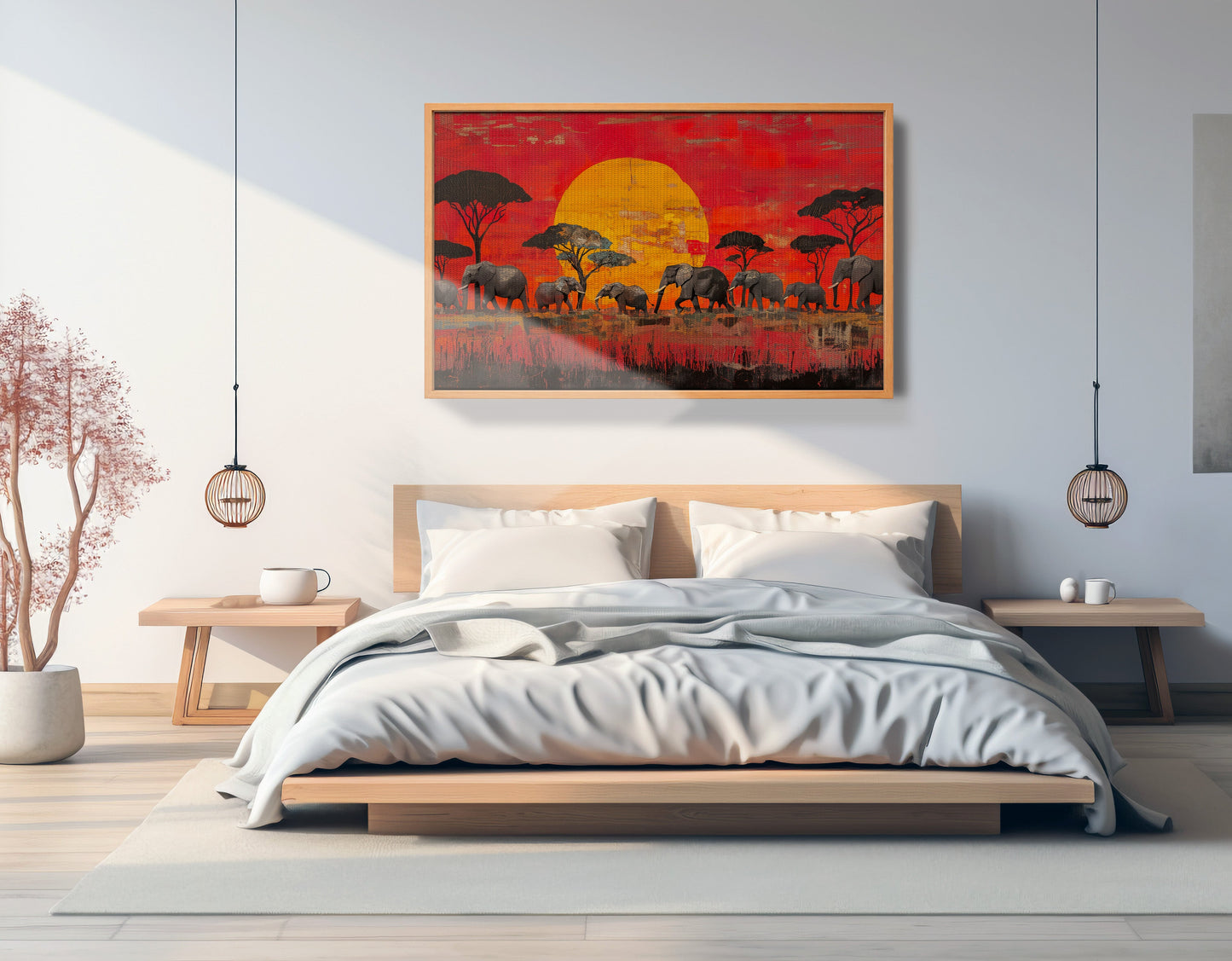 Elephant Family Sunset African American canvas print view 45