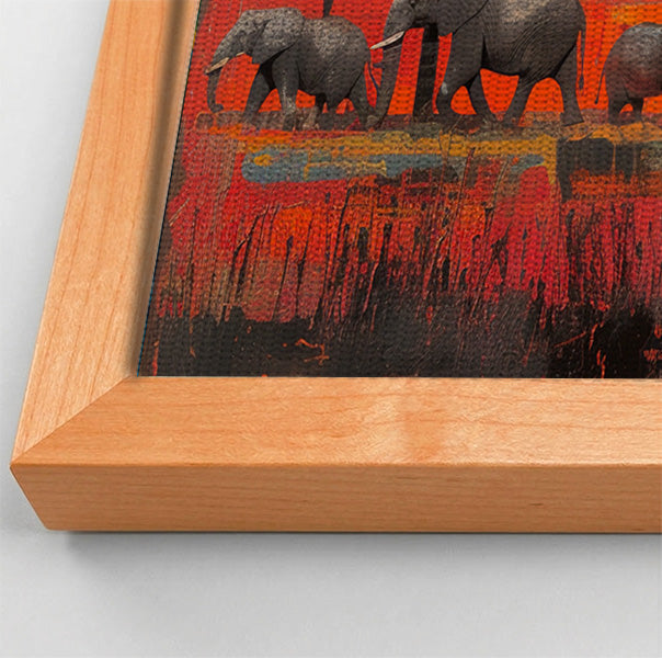 Elephant Family Sunset African American canvas print view 46
