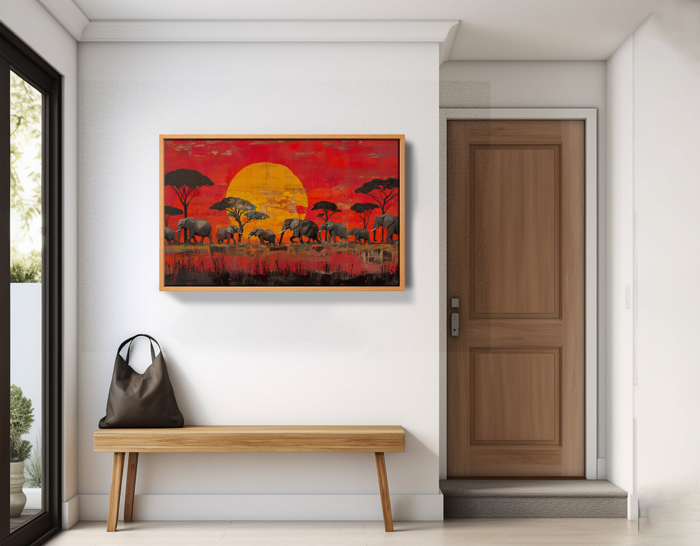Elephant Family Sunset African American canvas print view 47