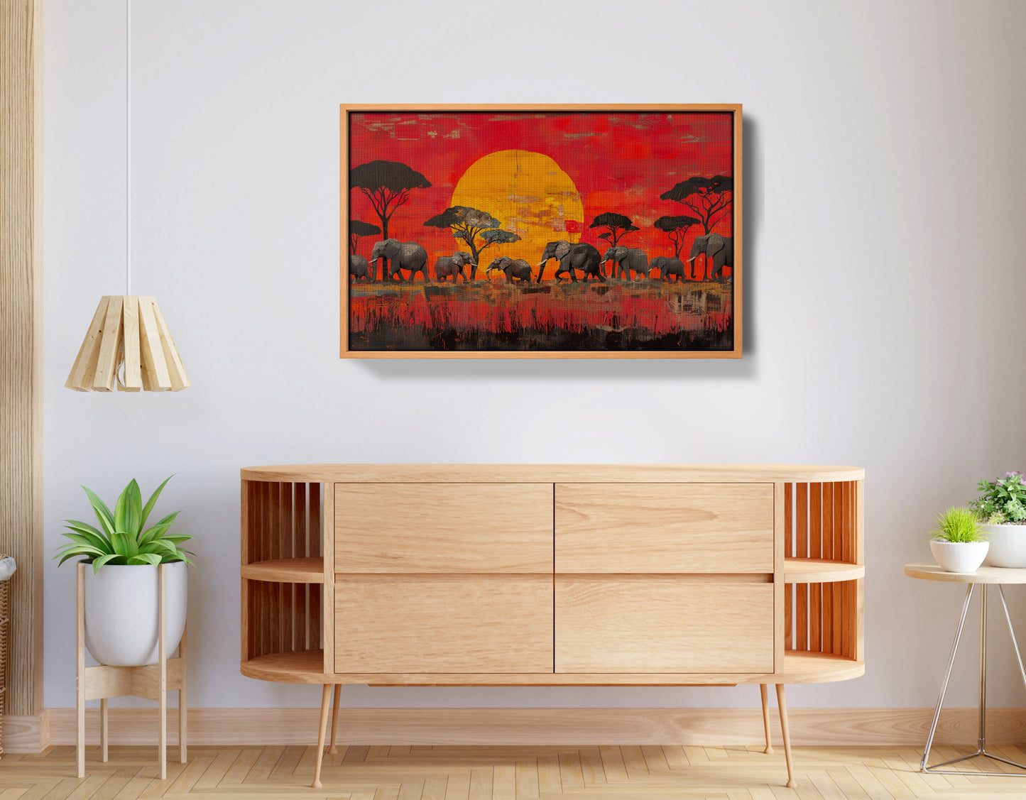 Elephant Family Sunset African American canvas print view 44