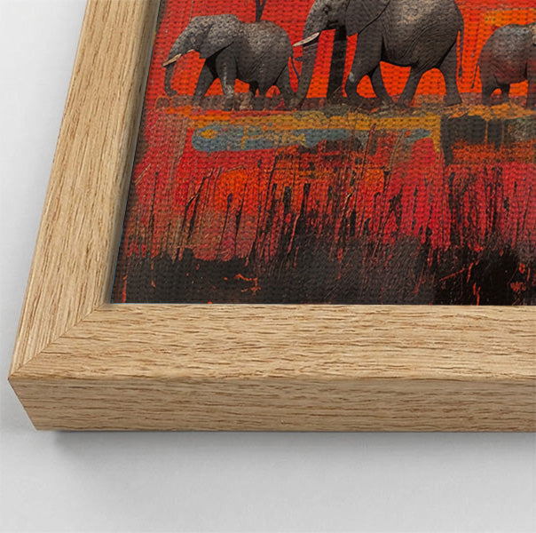 Elephant Family Sunset African American canvas print view 52