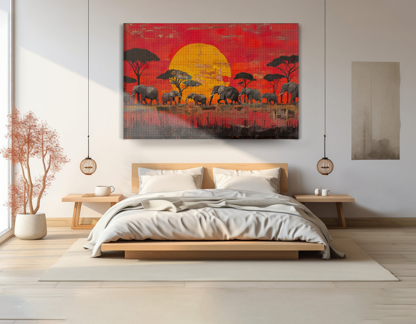 Elephant Family Sunset African American canvas print view 15
