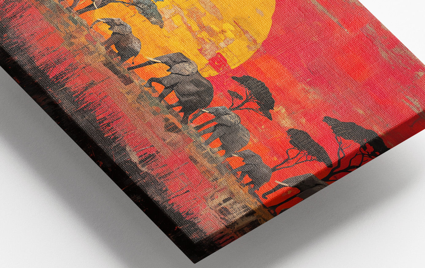 Elephant Family Sunset African American canvas print view 16
