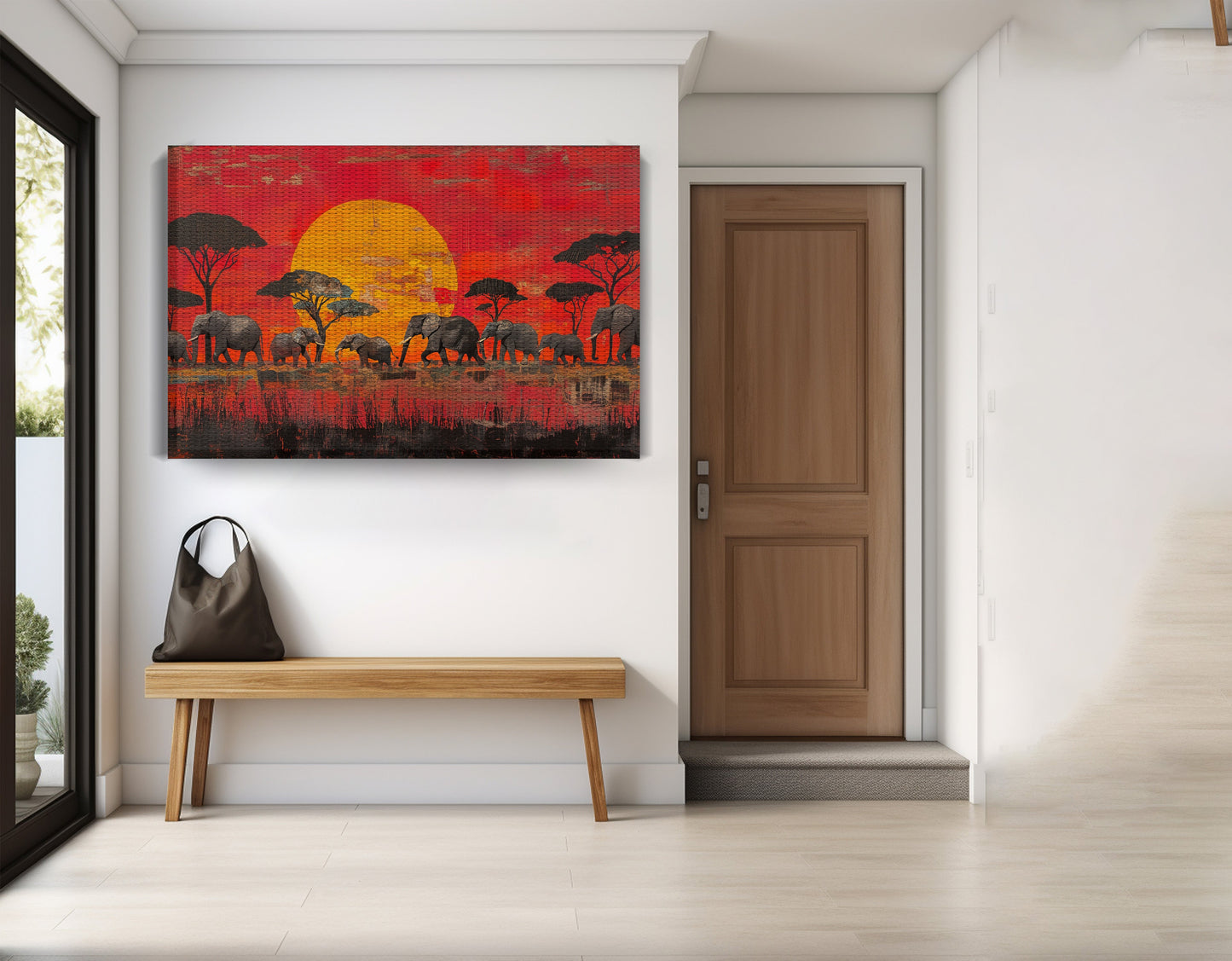 Elephant Family Sunset African American canvas print view 17