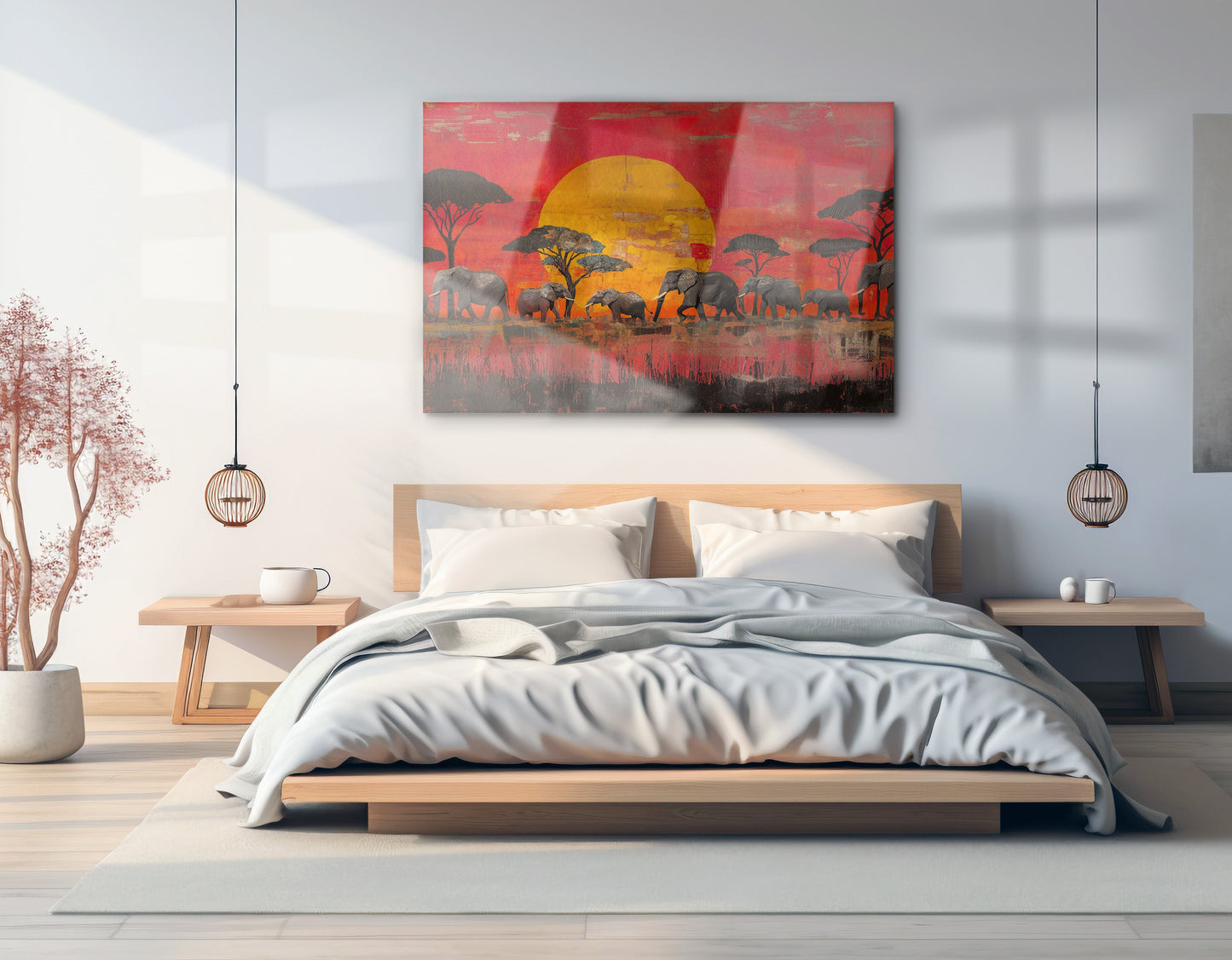 Elephant Family Sunset African American canvas print view 21