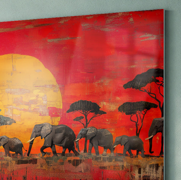 Elephant Family Sunset African American canvas print view 22