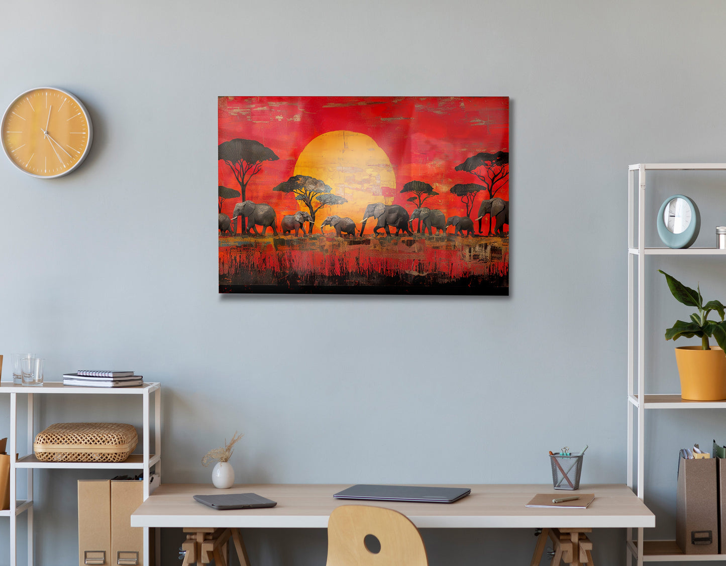 Elephant Family Sunset African American canvas print view 24