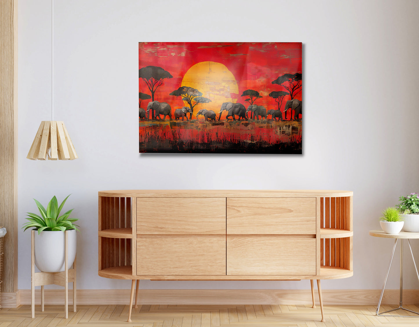 Elephant Family Sunset African American canvas print view 20