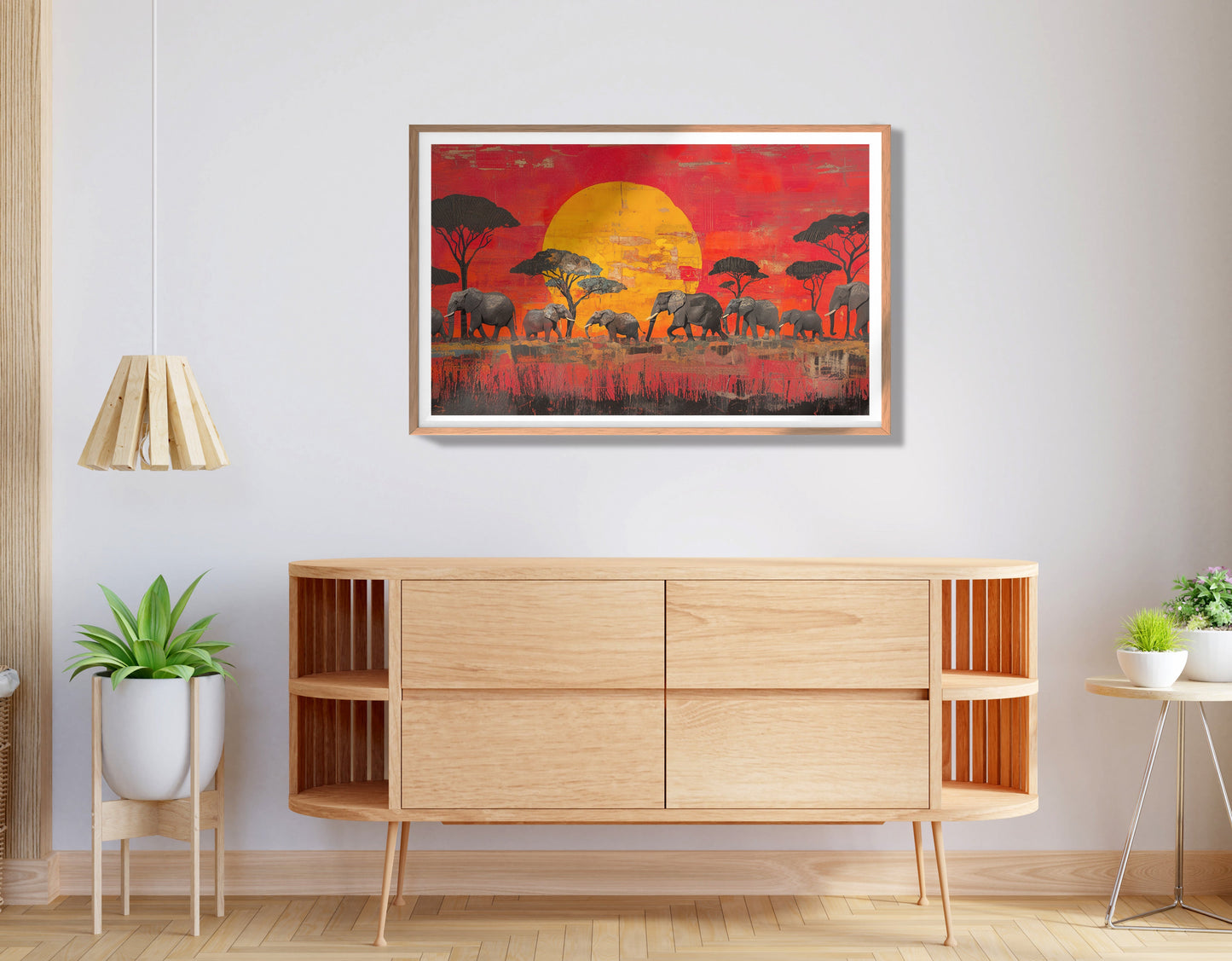Elephant Family Sunset African American canvas print view 80