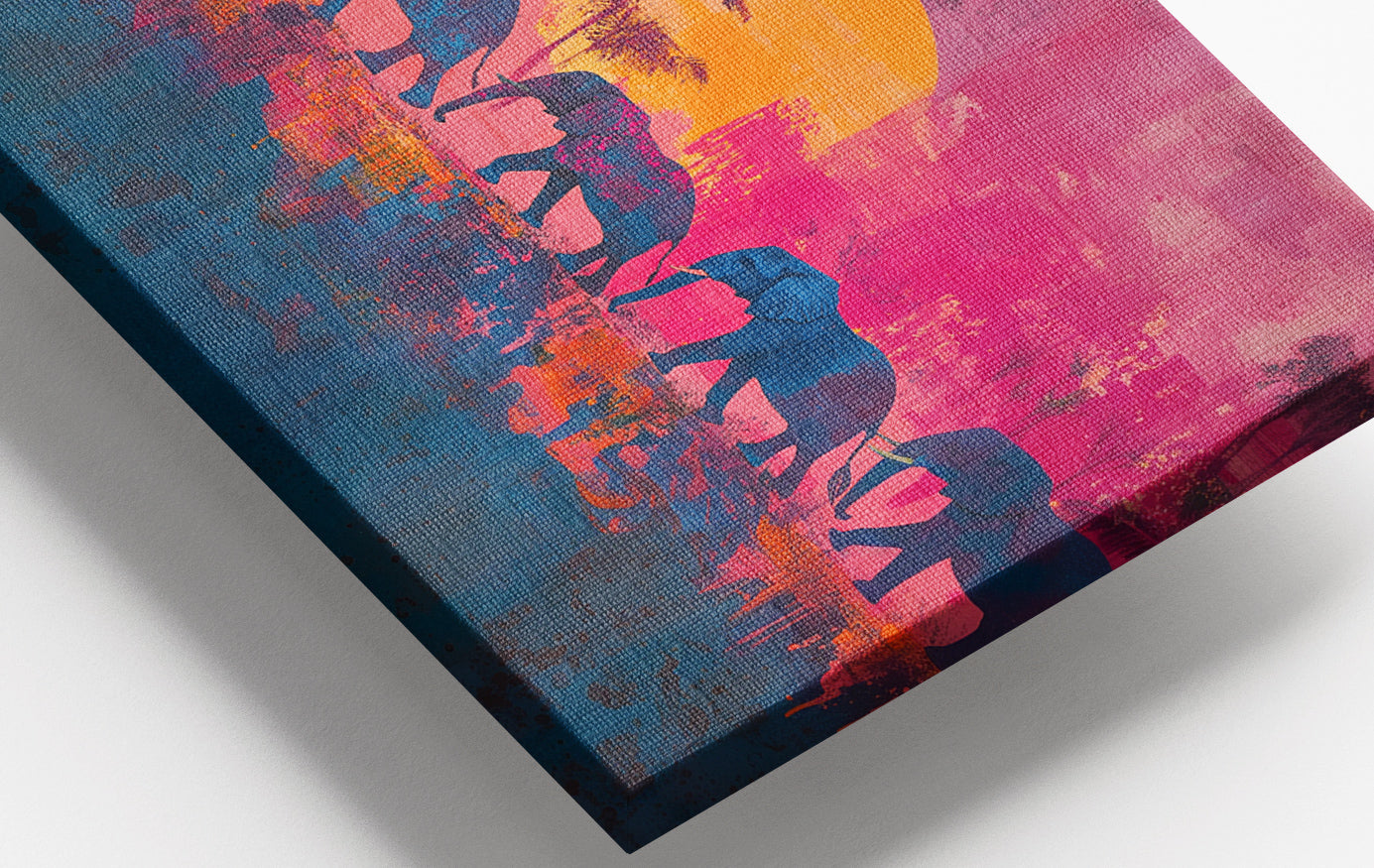 Close-up of Elephant Silhouette Sunset African American canvas print detail