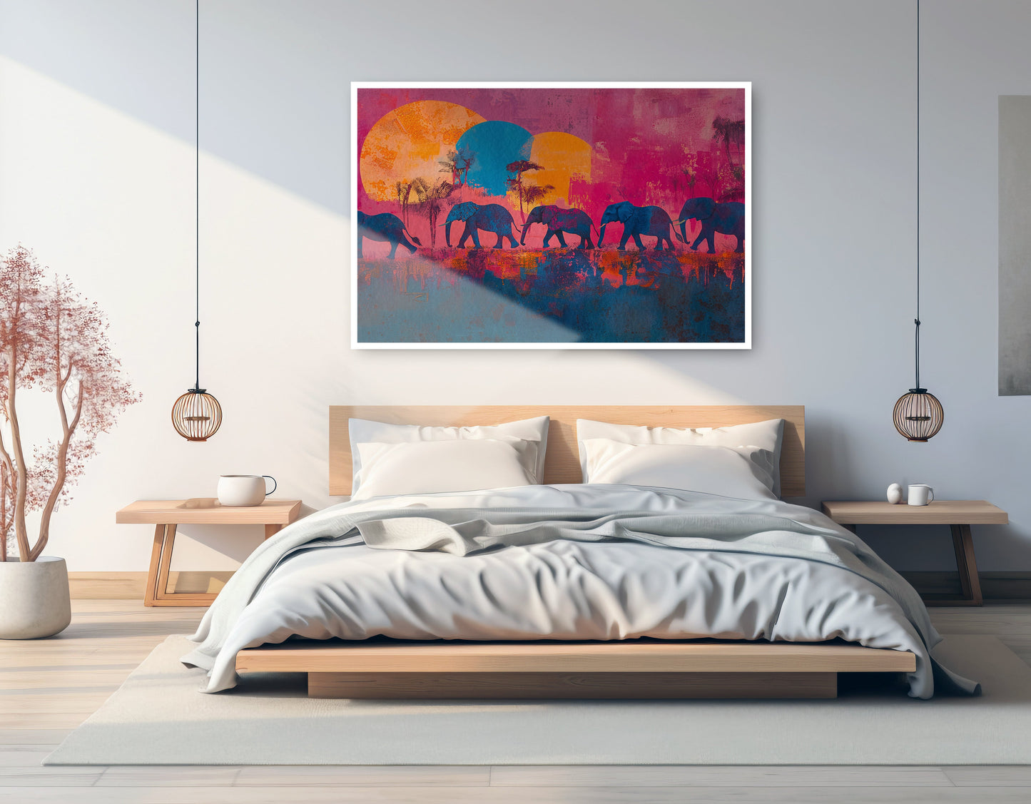 Elephant Silhouette Sunset African American canvas print artwork view