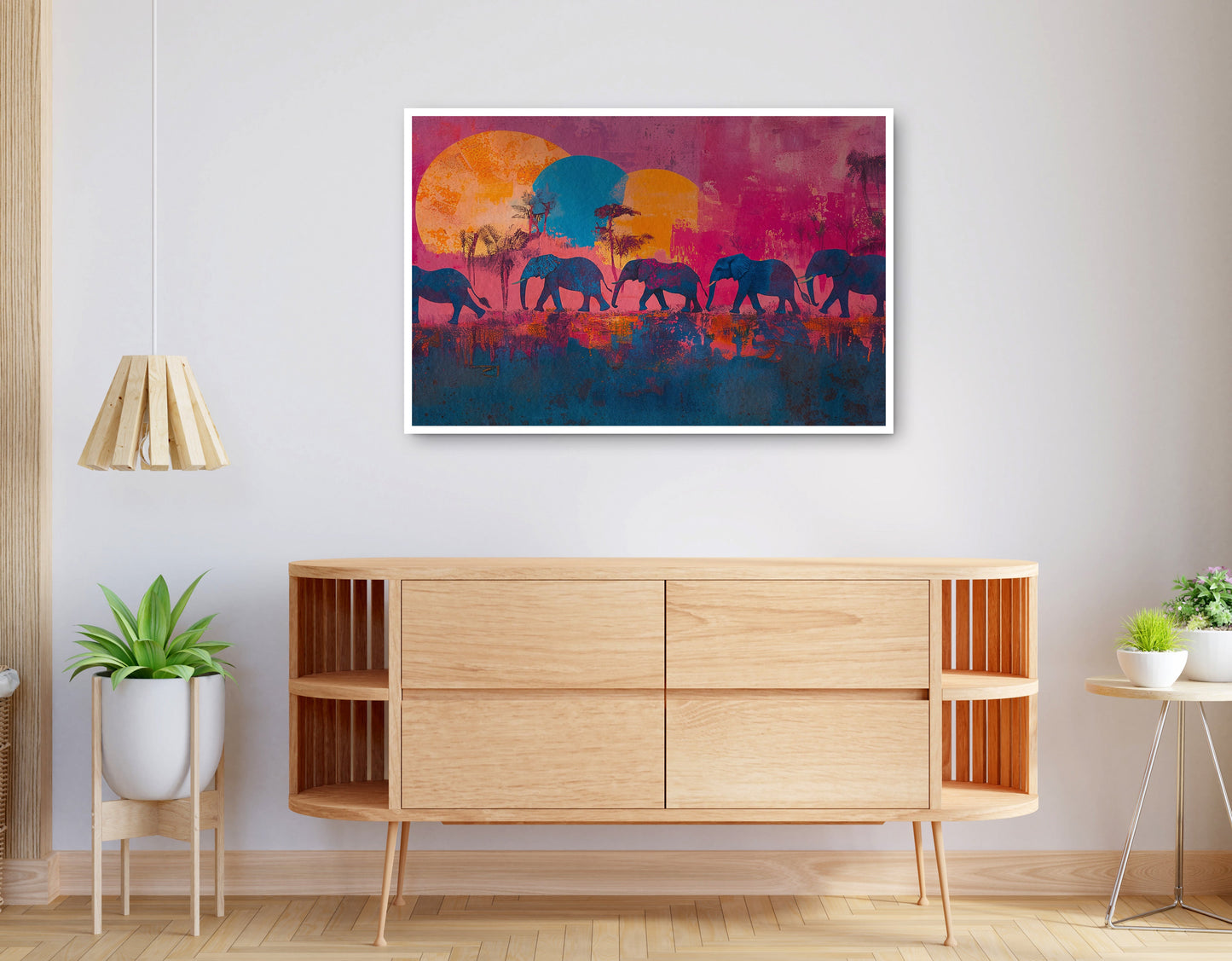 Alternate view of Elephant Silhouette Sunset African American canvas print