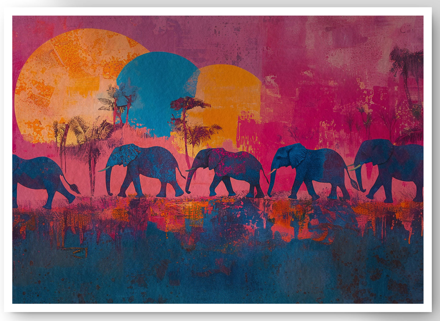 Elephant Silhouette Sunset African American canvas print by MoomZee Artwork