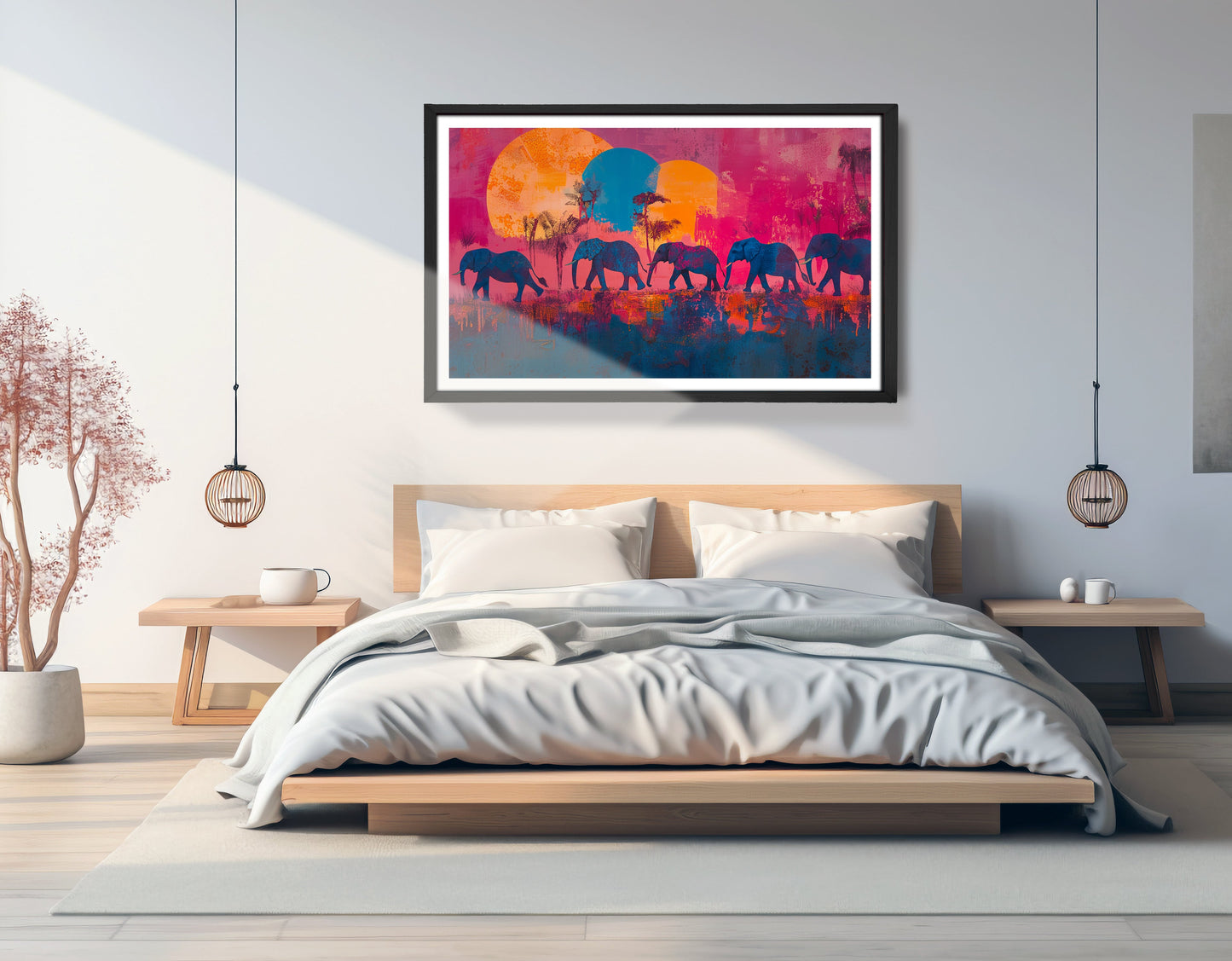 Elephant Silhouette Sunset African American canvas print view 69