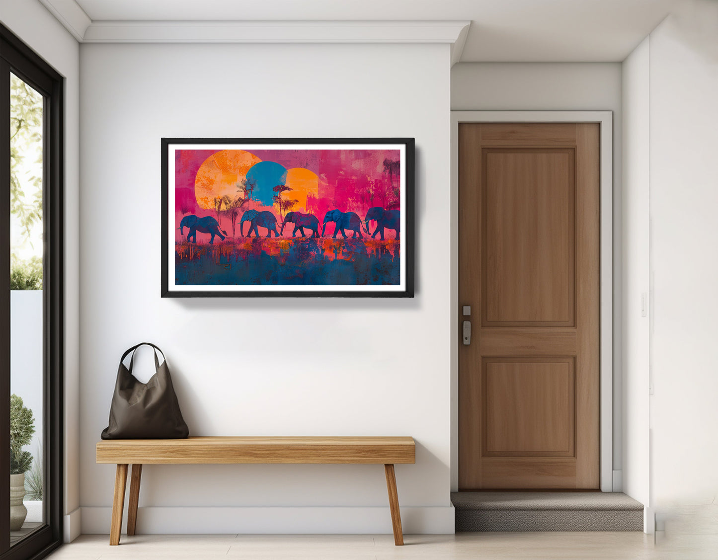 Elephant Silhouette Sunset African American canvas print view 71