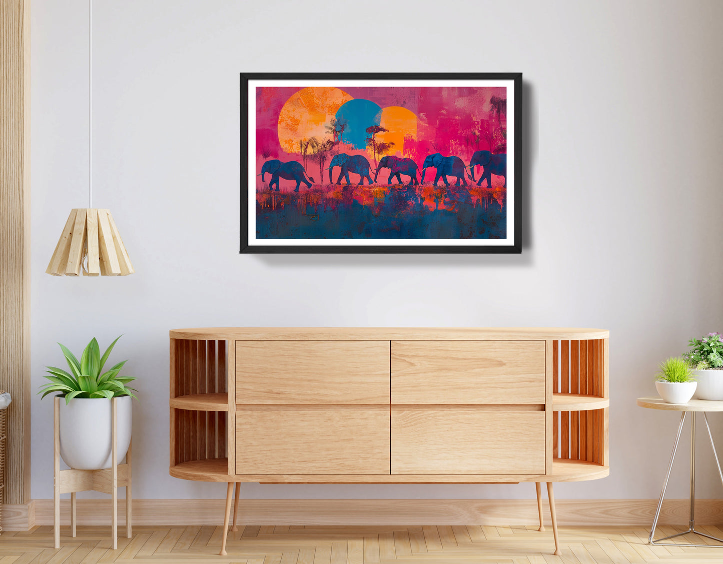 Elephant Silhouette Sunset African American canvas print view 68