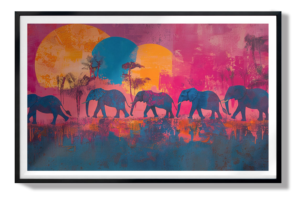 Elephant Silhouette Sunset African American canvas print view 67