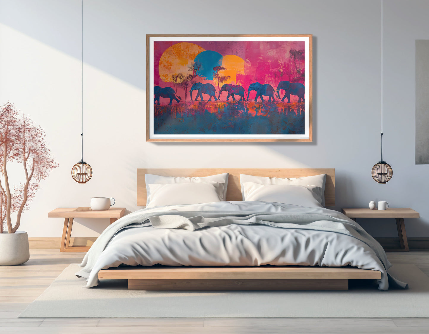 Elephant Silhouette Sunset African American canvas print view 81