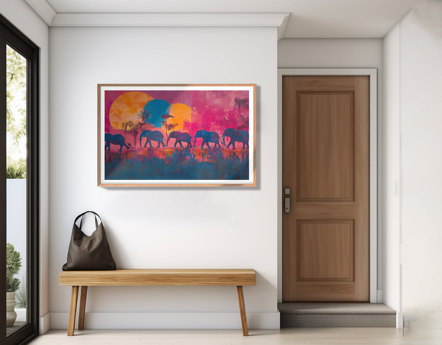 Elephant Silhouette Sunset African American canvas print view 83