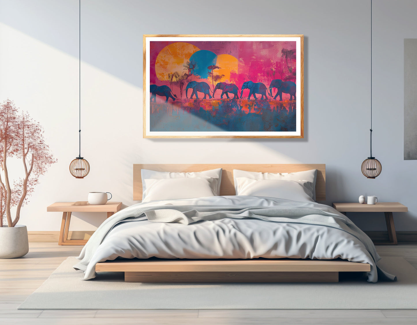Elephant Silhouette Sunset African American canvas print view 75