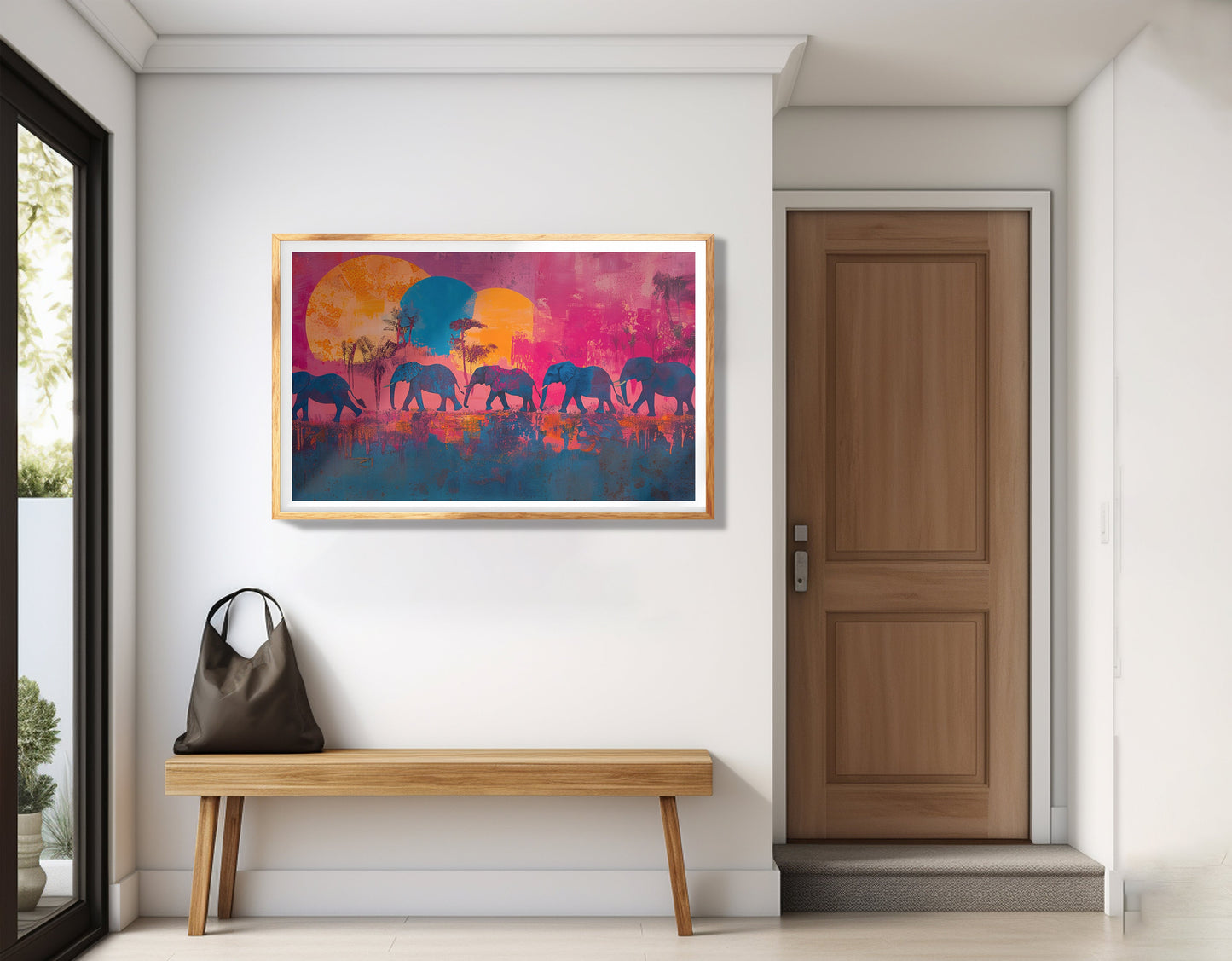 Elephant Silhouette Sunset African American canvas print view 77