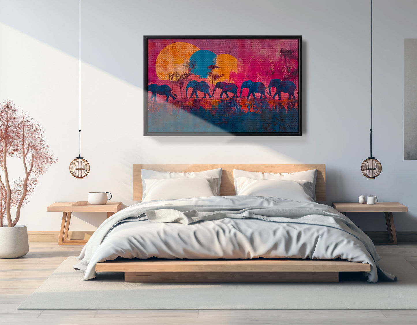 Elephant Silhouette Sunset African American canvas print view 27